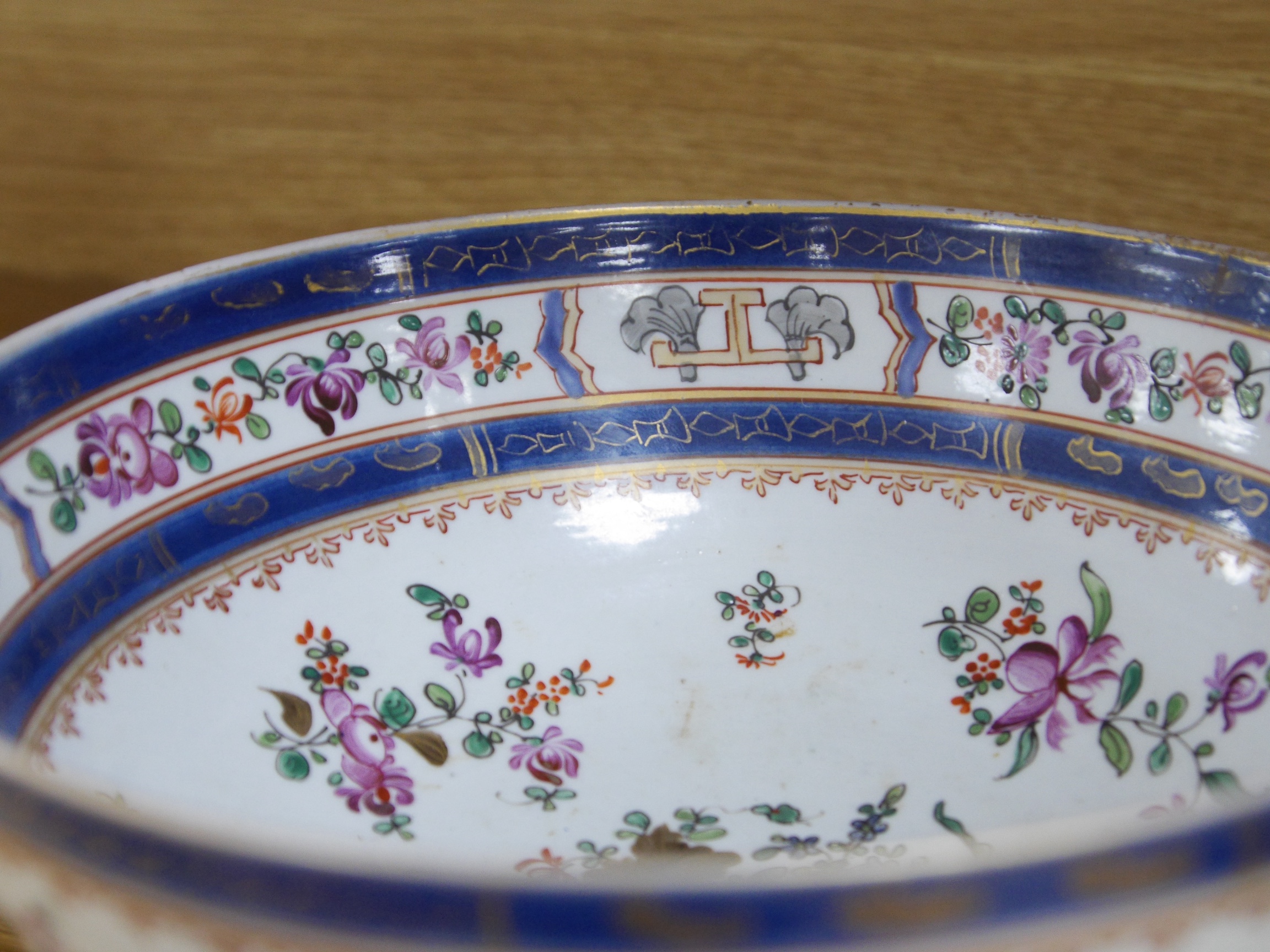 A French Paris porcelain floral bowl, 25cm wide. Condition - good